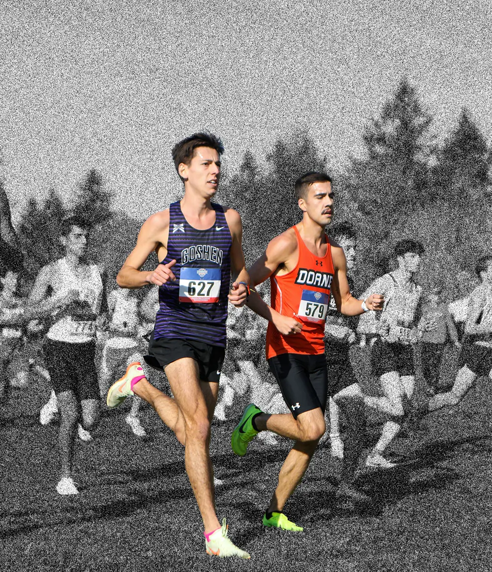 Two cross country runners racing