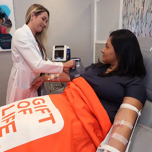 A donor at the apheresis center